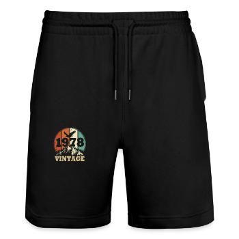 Jahrgang 1978 - Stanley/Stella Unisex Bio Joggingshorts Trainer  - Schwarz - Vorne - Nik (191cm) & Marisol (170cm)