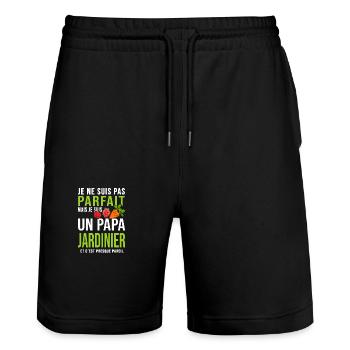 papa jardinier pas parfait papa jardinier jardin - Short de jogging bio TRAINER Stanley/Stella unisexe - noir - Devant - Nik (191cm) & Marisol (170cm)