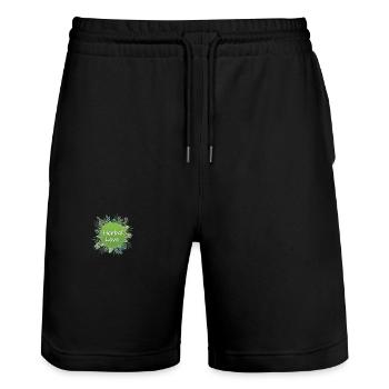Herbal Love - Stanley/Stella Unisex Bio Joggingshorts Trainer  - Schwarz - Vorne - Nik (191cm) & Marisol (170cm)