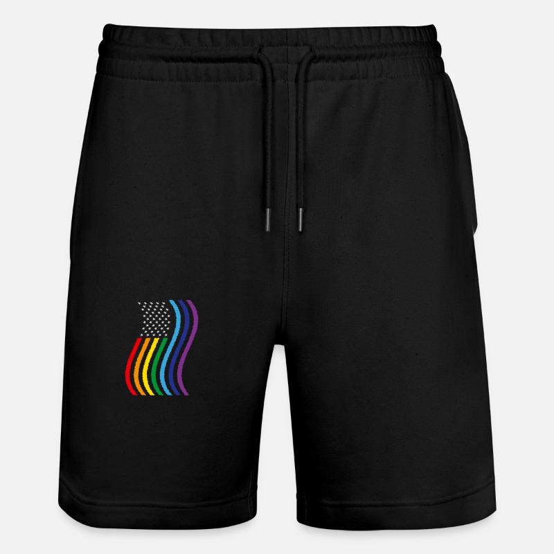 Drapeau arc-en-ciel des États-Unis - Short de jogging bio TRAINER Stanley/Stella unisexe - noir
