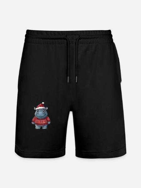 Nilpferd Weihnachten Comic - Stanley/Stella Unisex Bio Joggingshorts Trainer  - Schwarz