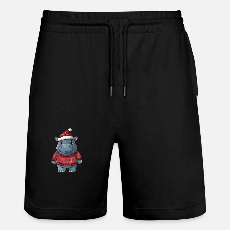 Nilpferd Weihnachten Comic - Stanley/Stella Unisex Bio Joggingshorts Trainer  - Schwarz