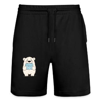 Eisbären Retten - Stanley/Stella Unisex Bio Joggingshorts Trainer  - Schwarz - Vorne - Nik (191cm) & Marisol (170cm)