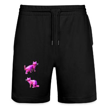 Pink Poly Cats Duo - Stanley/Stella Trainer Unisex Organic Jogging Shorts - black - Front - Nik (191cm) & Marisol (170cm)