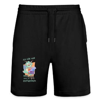 Cadeaux de hamster - Short de jogging bio TRAINER Stanley/Stella unisexe - noir - Devant - Nik (191cm) & Marisol (170cm)