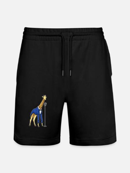 Giraffe Singer Microphone Singing - Stanley/Stella Trainer Unisex Organic Jogging Shorts - black