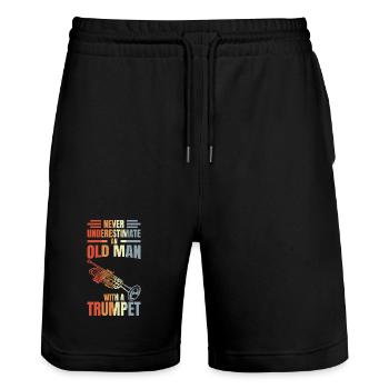 Lustiger Trompeten Großvater - Stanley/Stella Unisex Bio Joggingshorts Trainer  - Schwarz - Vorne - Nik (191cm) & Marisol (170cm)