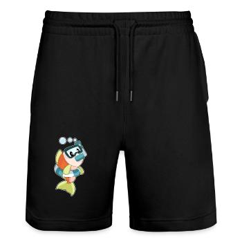 Fisch Taucher Schnorchel Tauchen - Stanley/Stella Unisex Bio Joggingshorts Trainer  - Schwarz - Vorne - Nik (191cm) & Marisol (170cm)