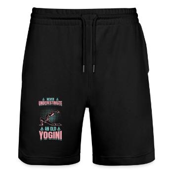 Yoga Grandmother - Stanley/Stella Trainer Unisex Organic Jogging Shorts - black - Front - Nik (191cm) & Marisol (170cm)