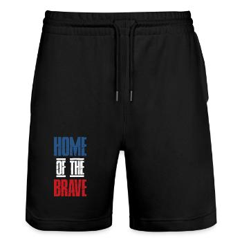 Home of the brave - Stanley/Stella Trainer Unisex Organic Jogging Shorts - black - Front - Nik (191cm) & Marisol (170cm)