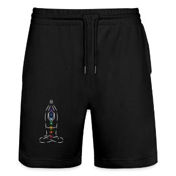 Die 7 Chakren - Stanley/Stella Unisex Bio Joggingshorts Trainer  - Schwarz - Vorne - Nik (191cm) & Marisol (170cm)