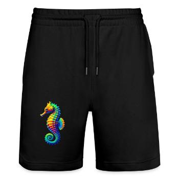 Seahorse - Stanley/Stella Trainer Unisex Organic Jogging Shorts - black - Front - Nik (191cm) & Marisol (170cm)