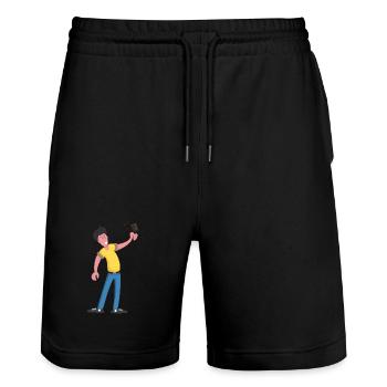 Content Creator - Stanley/Stella Trainer Unisex Organic Jogging Shorts - black - Front - Nik (191cm) & Marisol (170cm)