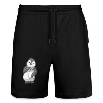 Biscuit pingouin - Short de jogging bio TRAINER Stanley/Stella unisexe - noir - Devant - Nik (191cm) & Marisol (170cm)