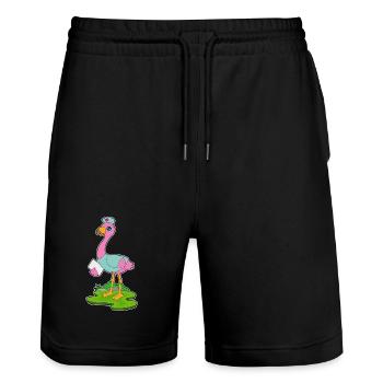 Flamingo Krankenschwester - Stanley/Stella Unisex Bio Joggingshorts Trainer  - Schwarz - Vorne - Nik (191cm) & Marisol (170cm)