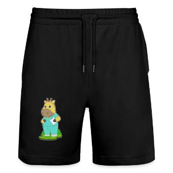 Giraffe Krankenschwester - Stanley/Stella Unisex Bio Joggingshorts Trainer  - Schwarz - Vorne - Nik (191cm) & Marisol (170cm)