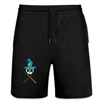 Wizard's Skull - Stanley/Stella Trainer Unisex Organic Jogging Shorts - black - Front - Nik (191cm) & Marisol (170cm)