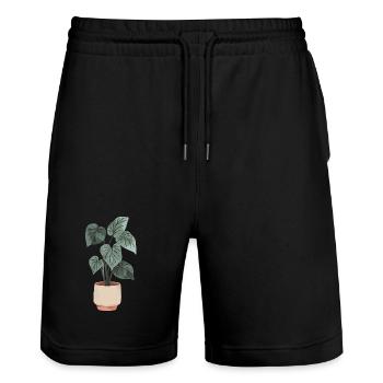 Pot de fleurs minimaliste - Short de jogging bio TRAINER Stanley/Stella unisexe - noir - Devant - Nik (191cm) & Marisol (170cm)