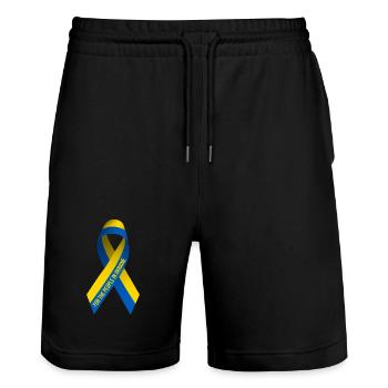 Friedenszeichen für die Menschen in der Ukraine - Stanley/Stella Unisex Bio Joggingshorts Trainer  - Schwarz - Vorne - Nik (191cm) & Marisol (170cm)