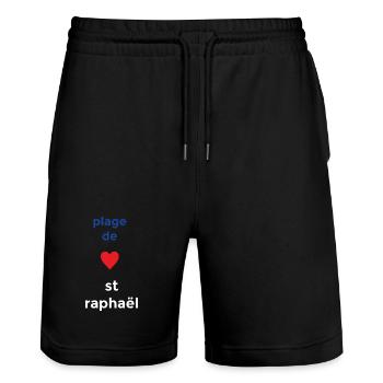 Herzliche Liebe zum Plage de Saint-Raphaël - Stanley/Stella Unisex Bio Joggingshorts Trainer  - Schwarz - Vorne - Nik (191cm) & Marisol (170cm)