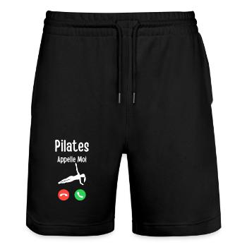 Pilates Appelle Moi Illustration - Short de jogging bio TRAINER Stanley/Stella unisexe - noir - Devant - Nik (191cm) & Marisol (170cm)