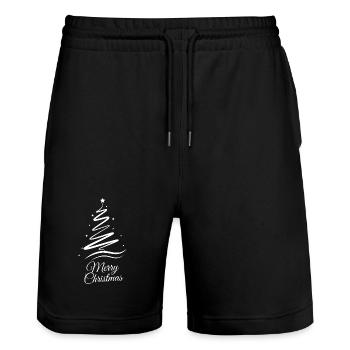Frohe Weihnachten Weihnachtsbaum Christbaum  - Stanley/Stella Unisex Bio Joggingshorts Trainer  - Schwarz - Vorne - Nik (191cm) & Marisol (170cm)