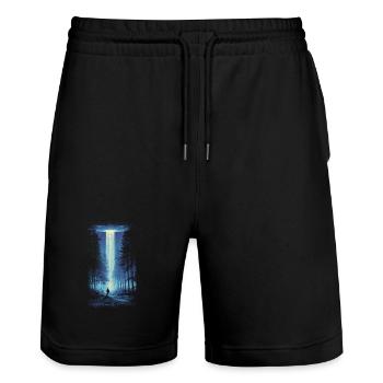 UAP Encounter - Stanley/Stella Trainer Unisex Organic Jogging Shorts - black - Front - Nik (191cm) & Marisol (170cm)