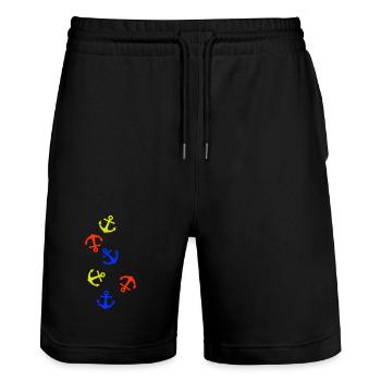 Anchor Colorful - Stanley/Stella Trainer Unisex Organic Jogging Shorts - black - Front - Nik (191cm) & Marisol (170cm)