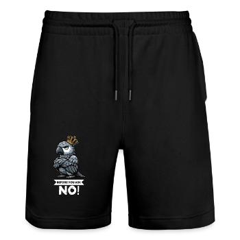 Before You Ask African Grey Parrot Parrot Parrot Holder - Stanley/Stella Trainer Unisex Organic Jogging Shorts - black - Front - Nik (191cm) & Marisol (170cm)