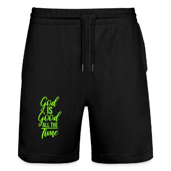 God Is Good All The Time Glaube Christlich Spruch - Stanley/Stella Unisex Bio Joggingshorts Trainer  - Schwarz - Vorne - Nik (191cm) & Marisol (170cm)