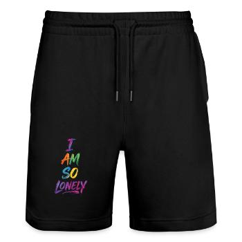 I Am So Lonely Say Colorful Text Painting Print - Stanley/Stella Trainer Unisex Organic Jogging Shorts - black - Front - Nik (191cm) & Marisol (170cm)