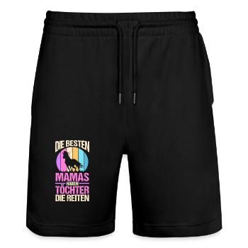 Reiten Mama Mutter Pferdeliebhaber Reiterhof Pferd - Stanley/Stella Unisex Bio Joggingshorts Trainer  - Schwarz - Vorne - Nik (191cm) & Marisol (170cm)