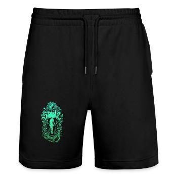 Girl Silhouette in Leaf Frame - Stanley/Stella Trainer Unisex Organic Jogging Shorts - black - Front - Nik (191cm) & Marisol (170cm)