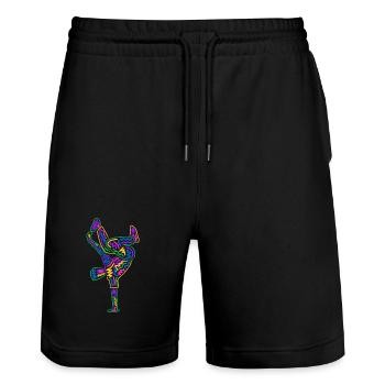 Breakdancing Breakdancer Bunt Jungen Breakdance - Stanley/Stella Unisex Bio Joggingshorts Trainer  - Schwarz - Vorne - Nik (191cm) & Marisol (170cm)