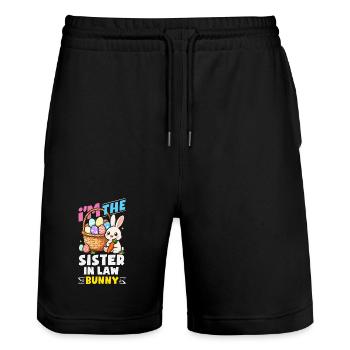 Frohe Ostern Süßer Osterhase Eiersuche Ostereier - Stanley/Stella Unisex Bio Joggingshorts Trainer  - Schwarz - Vorne - Nik (191cm) & Marisol (170cm)