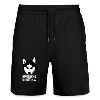 Husky Kopf Nordische in Not - Stanley/Stella Unisex Bio Joggingshorts Trainer  - Schwarz - Vorne - Nik (191cm) & Marisol (170cm)