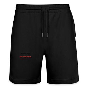 Nicht Unterschätzen Realistische Botschaft - Stanley/Stella Unisex Bio Joggingshorts Trainer  - Schwarz - Vorne - Nik (191cm) & Marisol (170cm)