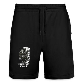 Gorilla Bouldering – Powered by Chalk Saying - Stanley/Stella Trainer Unisex Organic Jogging Shorts - black - Front - Nik (191cm) & Marisol (170cm)