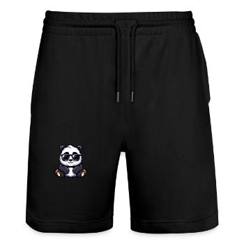 Panda Cool Tier - Stanley/Stella Unisex Bio Joggingshorts Trainer  - Schwarz - Vorne - Nik (191cm) & Marisol (170cm)