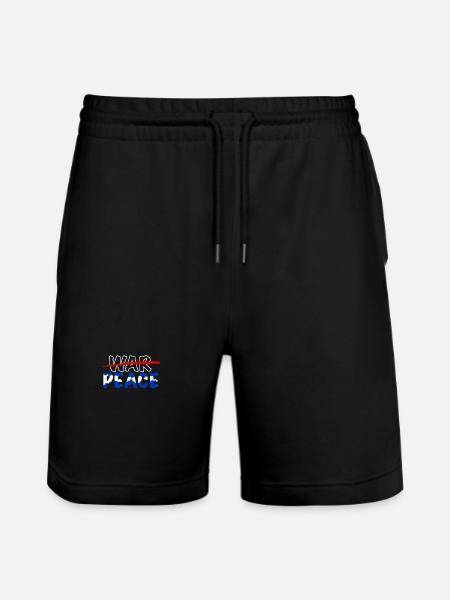 No to War, Peace - Stanley/Stella Trainer Unisex Organic Jogging Shorts - black