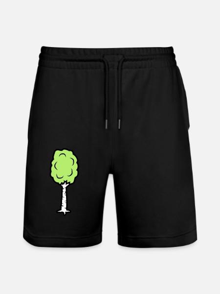 Comic Birch Trees - Stanley/Stella Trainer Unisex Organic Jogging Shorts - black