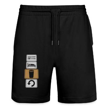 Repeat coffee daily in the morning - Stanley/Stella Trainer Unisex Organic Jogging Shorts - black - Front - Nik (191cm) & Marisol (170cm)