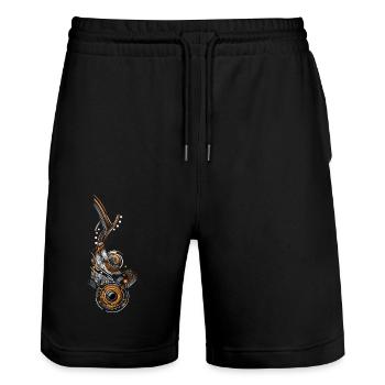 Abstract Design - Stanley/Stella Trainer Unisex Organic Jogging Shorts - black - Front - Nik (191cm) & Marisol (170cm)