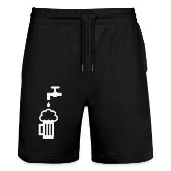 XBayrisches Original (White) - Stanley/Stella Trainer Unisex Organic Jogging Shorts - black - Front - Nik (191cm) & Marisol (170cm)