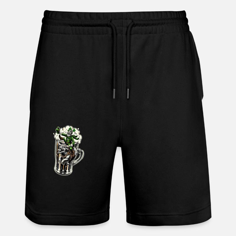 Riding Leprechaun (Irish Leprechaun) - Stanley/Stella Trainer Unisex Organic Jogging Shorts - black
