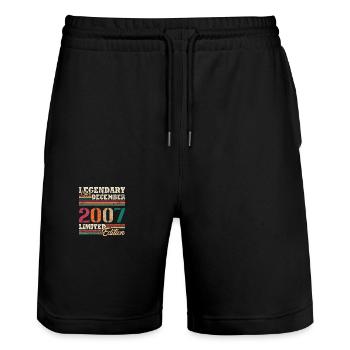 Legendary December 2007 limited edition - Stanley/Stella Trainer Unisex Organic Jogging Shorts - black - Front - Nik (191cm) & Marisol (170cm)
