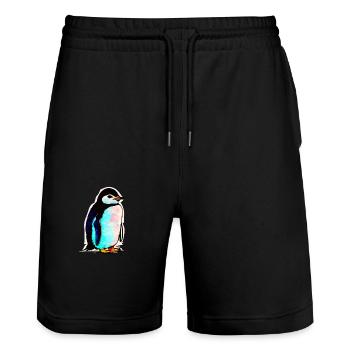Pinguin - Stanley/Stella Unisex Bio Joggingshorts Trainer  - Schwarz - Vorne - Nik (191cm) & Marisol (170cm)
