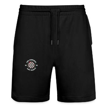 DART ONE ANDRED EIGHTY DARTS 180 - Stanley/Stella Trainer Unisex Organic Jogging Shorts - black - Front - Nik (191cm) & Marisol (170cm)