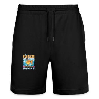 Be Fearless Even If You're Not Pretend To Be - Stanley/Stella Unisex Bio Joggingshorts Trainer  - Schwarz - Vorne - Nik (191cm) & Marisol (170cm)