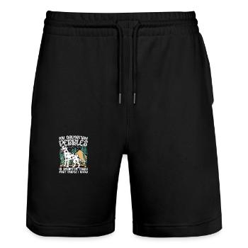 My Dalmatian Is Smarter Than Most People I Know - Stanley/Stella Unisex Bio Joggingshorts Trainer  - Schwarz - Vorne - Nik (191cm) & Marisol (170cm)